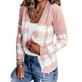 thumbnail image 4 of TWZH Women Tie Dye Lightweight Single-breasted Contrast Color Knit Cardigan Tops, 4 of 4