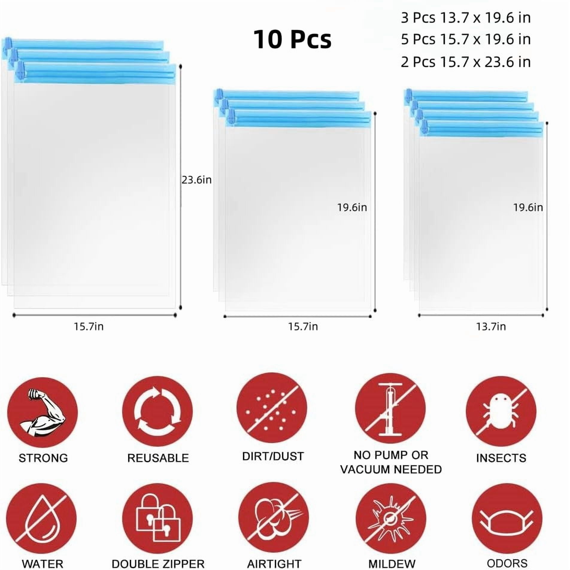 10 Pack Space Saver Bags, Compression Bags for Travel, Travel Essentials, Hand roll vacuum bag, No Vacuum or Pump Needed, Vacuum Storage Bags for Travel Accessorie, Travel and Home Packing Organizers