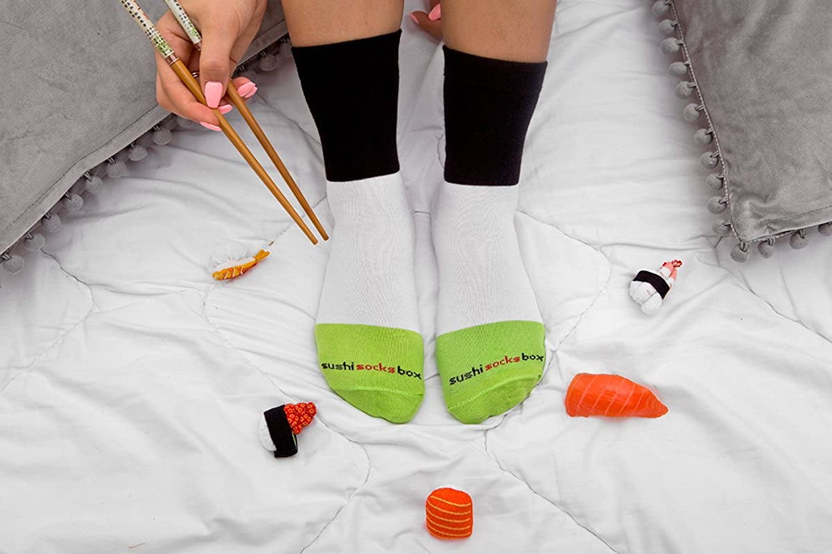 Sushi Socks Box Tuna Maki Cucumber Oshinko Rainbow Socks 3 Pairs Mens Womens