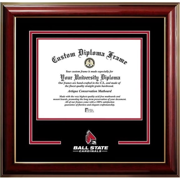 Campus Images IN985CMGTSD-108 8 x 10 in. Ball State University Cardinals Classic Spirit Logo Diploma Frame