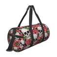 thumbnail image 3 of Disketp 45l Foldable Duffel Bag,Water-Resistant Sports Gym Bag,Portable Weekender Bag Lightweight For Travel,Fitness And Camping-Skull And Roses, 3 of 8