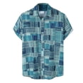 thumbnail image 1 of Camisas Vaqueras Para Hombre Manga Larga Camisa de solapa de manga corta con estampado suelto de moda de verano para hombre (Light Blue, 3XL), 1 of 7