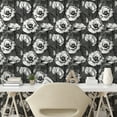 thumbnail image 2 of Ambesonne, Poppy Peel & Stick Wallpaper for Home, Blossoming Vintage Poppies, 13"x36", Grey Black White, 2 of 5