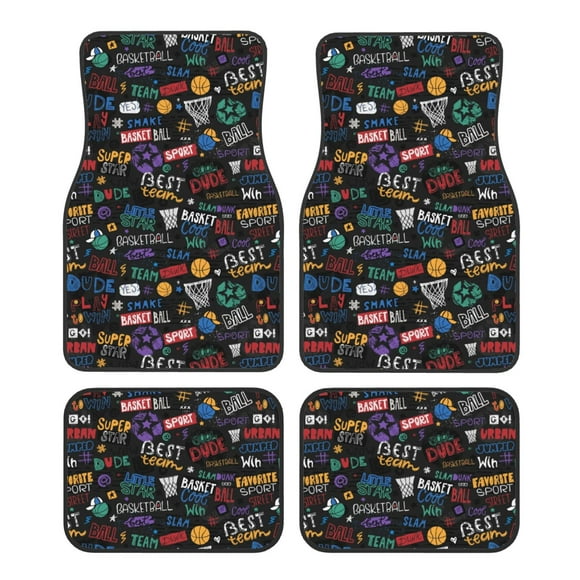 Balery Basketball Juego de 4 Alfombrillas para Auto, Revestimientos de Caucho Resistente, Diseño Antideslizante