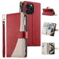 thumbnail image 1 of Funda cartera GANGXUN para iPhone 15 Pro Max , cuero PU con tarjetero, cremallera, correa de mano, soporte y protección 881°, 1 of 6