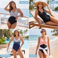 thumbnail image 7 of Zando Womens Tummy Control Bathing Suits Vintage One Piece Swimsuit Front Cross Swim Suit Black White Stripes M, 7 of 7