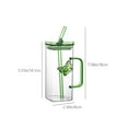 thumbnail image 2 of Darzheoy Square Coffee Glass Mug with Lid and Straw, 350ml Glass Sipper Tumbler Kids Mug for Fruit Juice Milk Tea and Coffee Can Cup with Glass Straw, 2 of 9