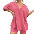 thumbnail image 2 of GZWYHT Lounge Sets for Women Comfy Sets for Women Clothing Womens Pajamas T Shirts Tops Shorts Set Workout Reversible Tracksuit Two Piece Sets for Women Two Piece Sets for Women Summer Hot Pink S, 2 of 6