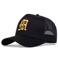 thumbnail image 1 of Unisex Gothic Letter Embroidery Baseball Net Caps Spring and Summer Outdoor Adjustable Casual Hats Sunscreen Hat Black Gold Adjustable, 1 of 6