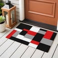 thumbnail image 5 of Red Black Grey Geometric 2'x3' Washable Rug, Modern Abstract Art Luxury Non-Slip Soft Doormat Area Rugs for Entrance Bathroom Bedsides, Carpet for Kitchen Bedroom, Entryway Floor Mat, 5 of 9
