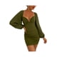 thumbnail image 4 of Txlixc Vestido de manga larga femenino, costura de malla, mallas de color sólido Txlixc moda, 4 of 7