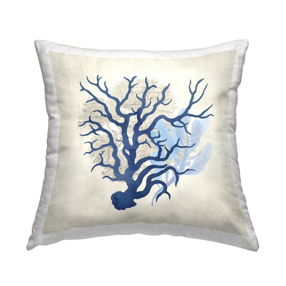 Stupell Industries Blue Coral Branches Decorative Printed Throw Pillow Design by Susan Arnot.