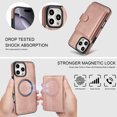 thumbnail image 5 of for iPhone 16 Pro Case, Compatible with MagSafe, Detachable Magnetic Wallet Case with PU Leather Kickstand Card Slots Shockproof Protection 2 In 1 Function Case for iPhone 16 Pro, Rosegold, 5 of 8