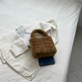 thumbnail image 3 of Bolsa de mano de felpa a cuadros para mujer, de mano de piel sintética para otoño e invierno, cálido para el trabajo (café) Ehuebsd Para Estrenar, 3 of 8