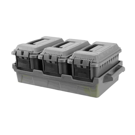 Three-Can .50 Cal Ammo Can Crate OD Green Plastic Stackable Storage Boxes