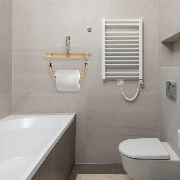 Soimiss Bathroom Paper Towel Holder Stand Beige Rattan 1Pack