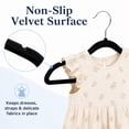 thumbnail image 4 of Cozymood 50 Pack Velvet Baby Hangers, 11" Non-Slip Kids Hangers, Ultra Slim Toddler Clothes Hangers with Swivel Hooks, Black, 4 of 7
