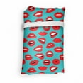thumbnail image 4 of Kiss Portable Fabric Shopping Tote, Retro Woman Mouth Red Lipstick Girl Expressing Different Emotions Female Vintage, Everyday Use Foldable and Study Grocery Market Bag, Teal Red White, by Ambesonne, 4 of 4