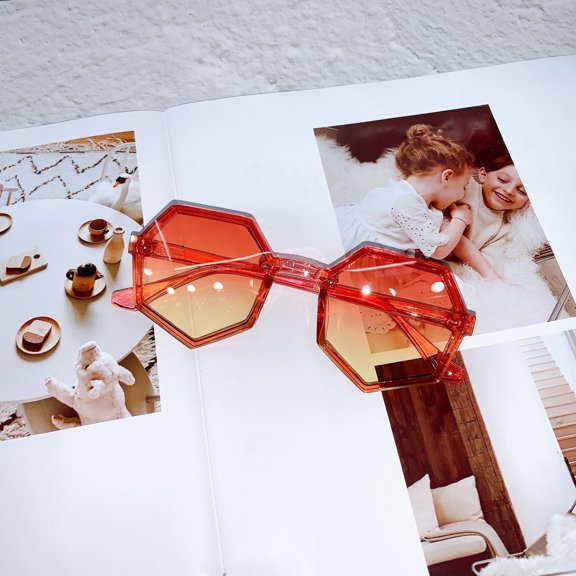 (Polygonal Red and Yellow Gradient) Cat-Eye Sunglasses: Vibrant Fashion Statement