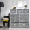 thumbnail image 7 of Dresser With 9 Drawers - Furniture Storage Chest Tower Unit For Bedroom, Hallway, Closet, Office Organization - Steel Frame, Wood Top, Easy Pull Fabric Bins (Gray/White), 7 of 7