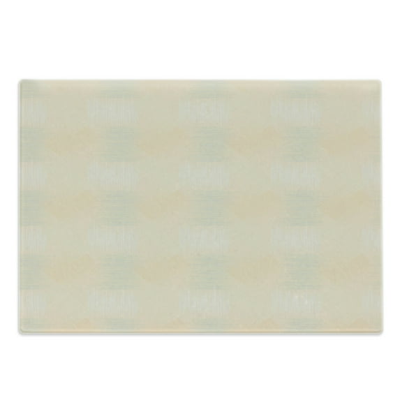 Geometric Cutting Board, Geometric Checkered Vintage Stripped Pattern Pastel Colors Abstract Design, Decorative Tempered Glass Cutting and Serving Board, Large Size, Peach Grey White, by Ambesonne