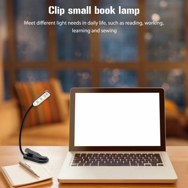 Mini libro Clip luces 3 modos de iluminación lámparas de lectura recargables (negro 7LED)