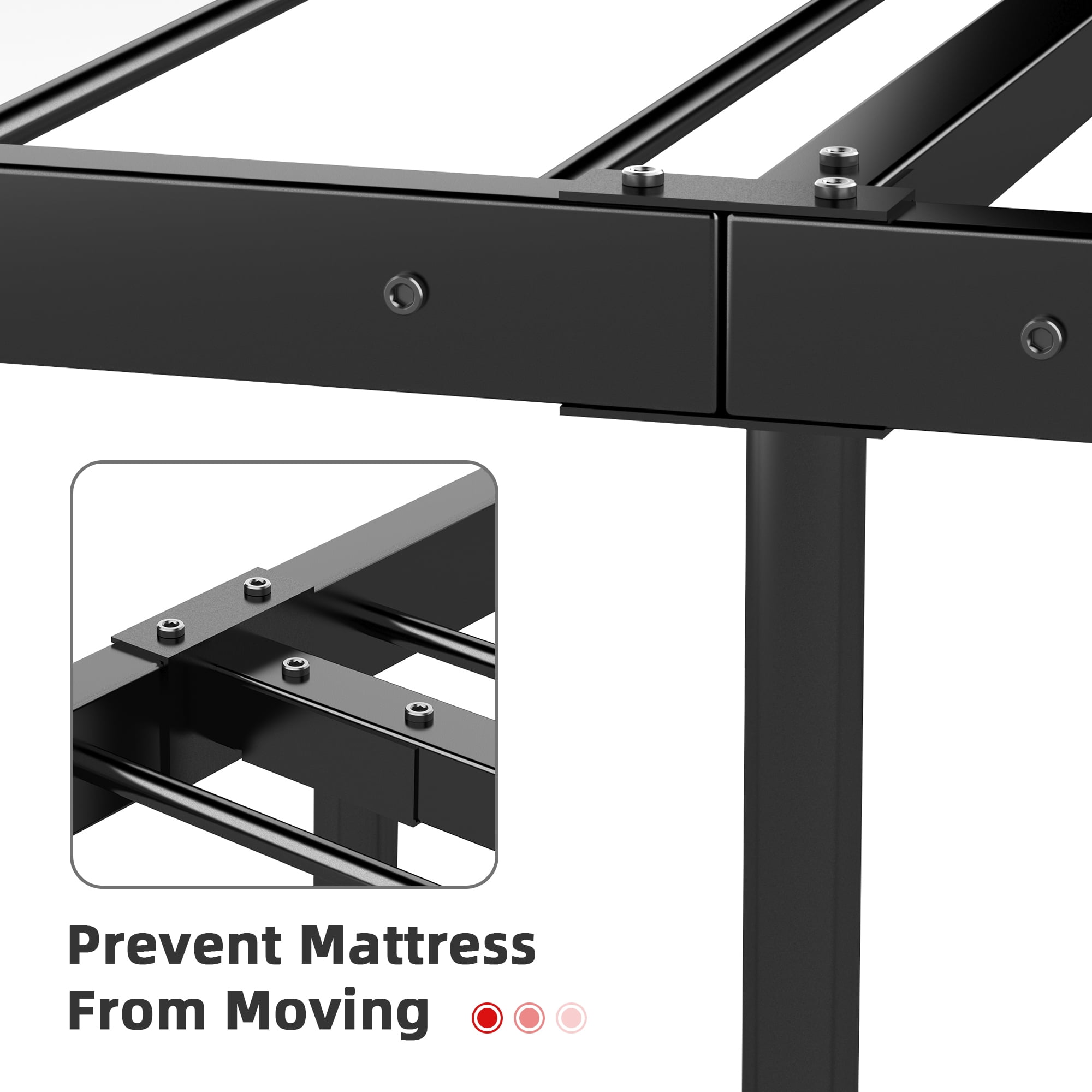 Yoneston Queen Size Metal Platform Bed Frame Bedroom Furniture with Headboard,Black