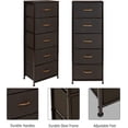 thumbnail image 4 of Sorbus Tour de Rangement pour Commode, Organisateur pour Garde-Robe, Grande Commode pour Chambre, Commode à Tiroirs pour Vêtements, Bureau à Domicile, Salon, Résidence Universitaire, Cadre en Acier, Dessus en Bois, Tissu, 5 Tiroirs, 4 of 10