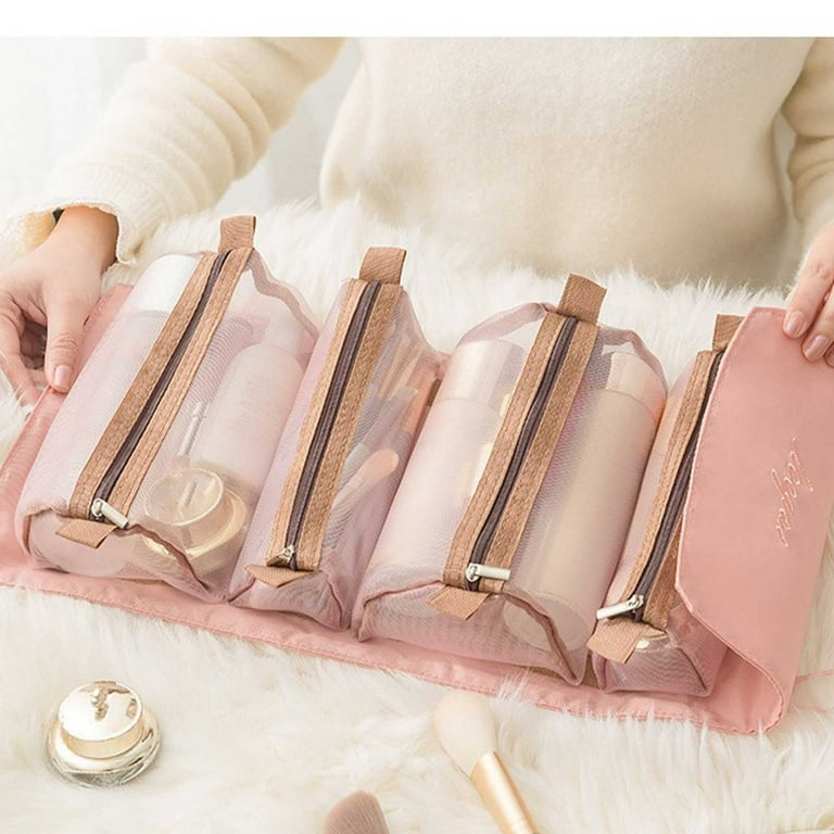 LWITHSZG Mesh Cosmetic Bag Roll Up Detachable Toiletry Travel