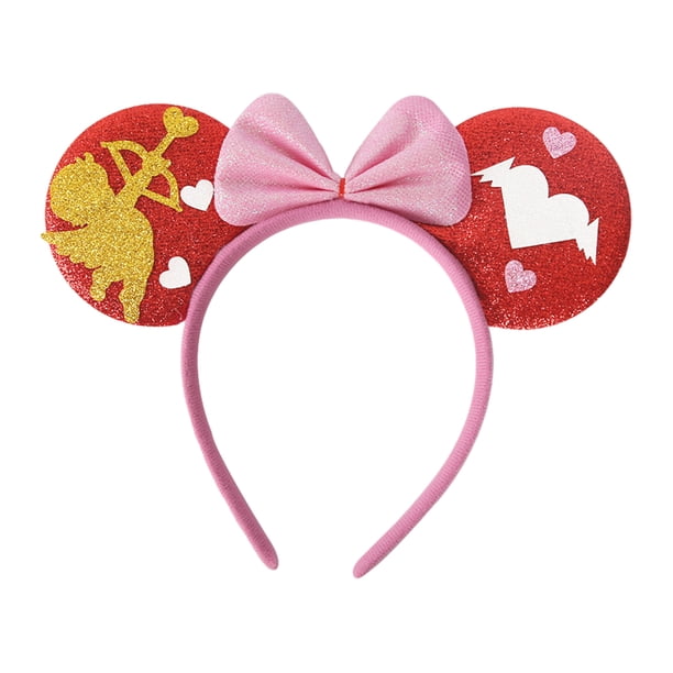 Diadema con purpurina roja y rosa en forma de corazón, accesorios brillantes y bonitos para el cabello, para cumpleaños, bodas, fiestas y disfraces.
