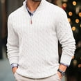 thumbnail image 2 of Men's Cable Knit Quarter Zip Sweater Mock Neck Long Sleeve Pullover Top, 2 of 7