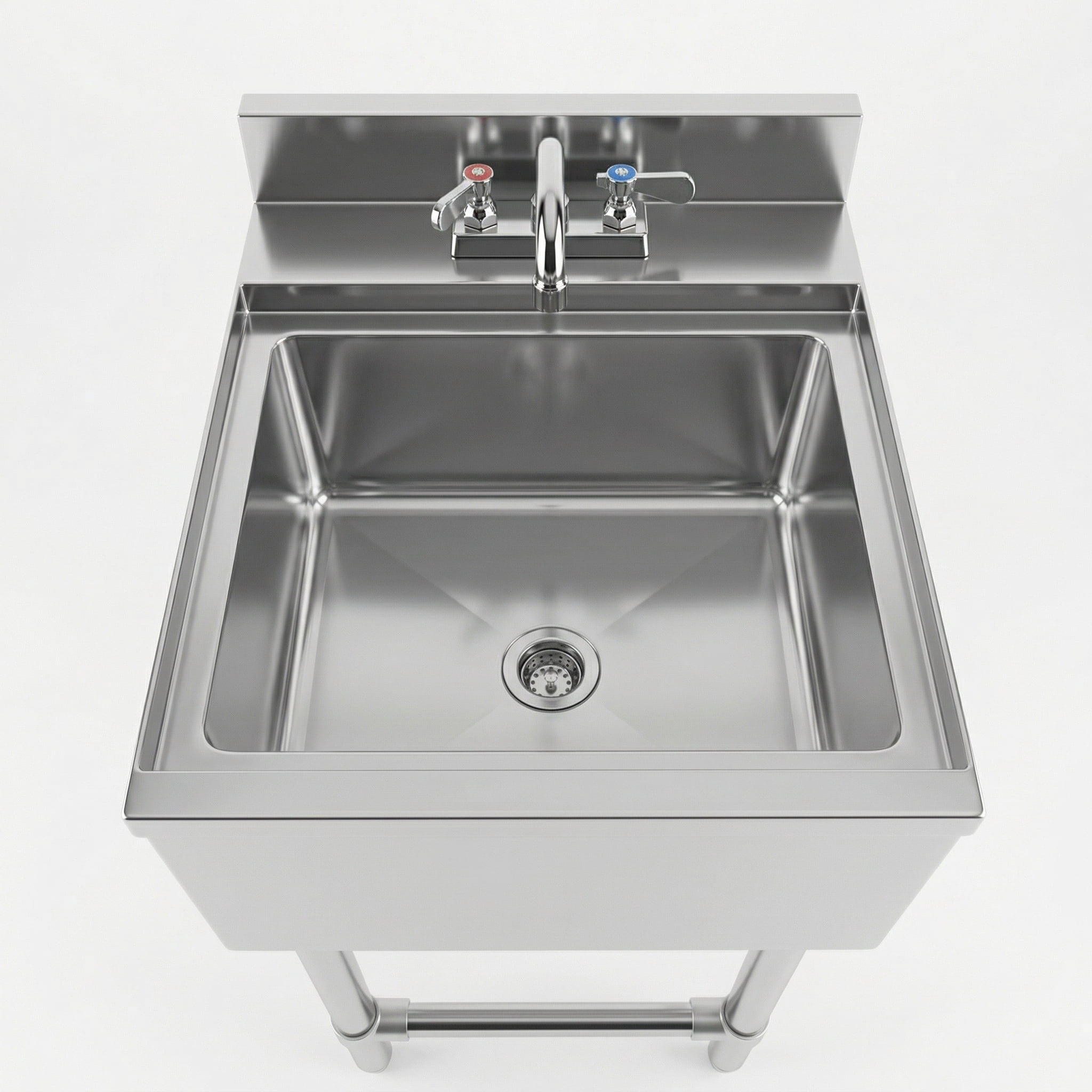 AmGood Commercial Underbar Hand Sink 22.5 in. x 18 in. x 30 in. Stainless Steel with Backsplash Faucet Included NSF, Single Bowl Bar Prep Sink