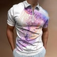 thumbnail image 2 of Marine Life Jellyfish Purple Men Zipper T-shirt Summer Casual Short Sleeve T-shirt Top, 2 of 7