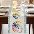 thumbnail image 3 of Table Runners 70 Inches Long Dress Scarves, Easter Farmhouse Coffee/Dining/Kitchen Table Decor, Holiday Table Runner, Colorful Eggs Rabbit Flowers Leaves Blue Plaid 13x70 Inch, 3 of 9