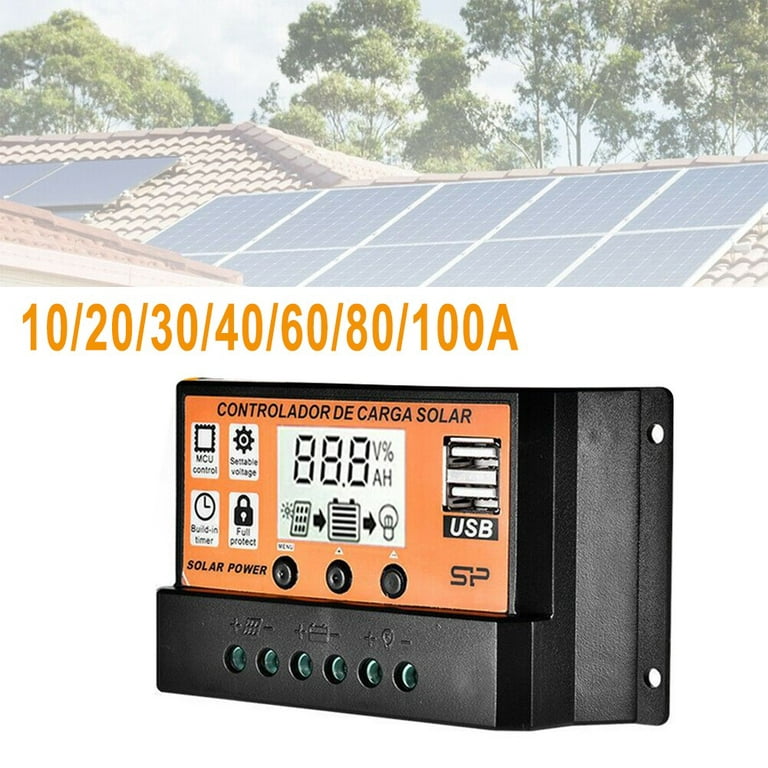 PWM Solar Laderegler Controller Panel 10A-100A Daul USB LCD Batterie Regler  