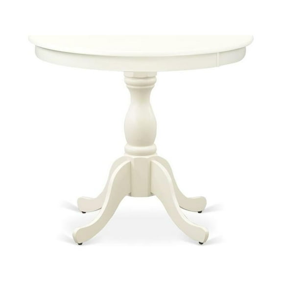 East West Furniture Antique Wood Dining Table with Pedestal Legs in White
