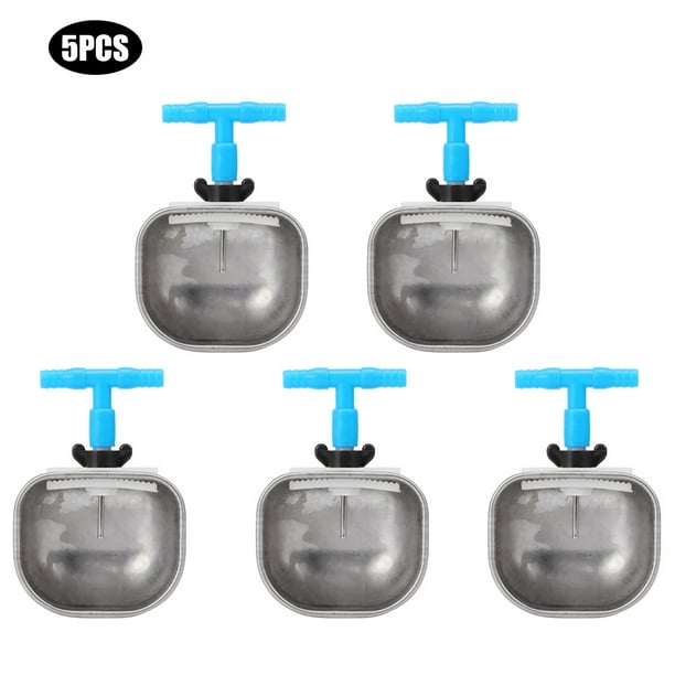 Bebedero automático para conejos de acero inoxidable (5 piezas) - Tazón grande con conector en T