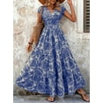 thumbnail image 2 of ZOELNIC Women's Summer Maxi Dress Casual Floral Boho Short Sleeve V Neck Flowy Beach Long Dresses, XL, 2 of 6
