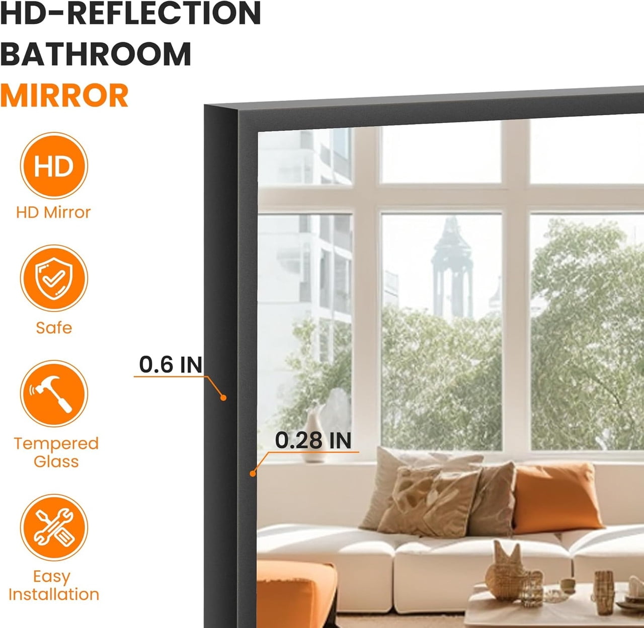 Easy4Home 21"x64" Rectangle Full Length Dressing Mirror Floor Standing Mirror Wall Mounted with Deep Frame,Gold