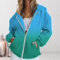 thumbnail image 2 of VISALY Womens Zip Up Hoodies Sweater Jacket Fall Jacket Oversized Pocket Sweatshirt Casual Zipper Jacket Solid Color Long Sleeve Tops Comfy Sweaters Plain Hoodie Fall Sweaters Sky Blue L, 2 of 5