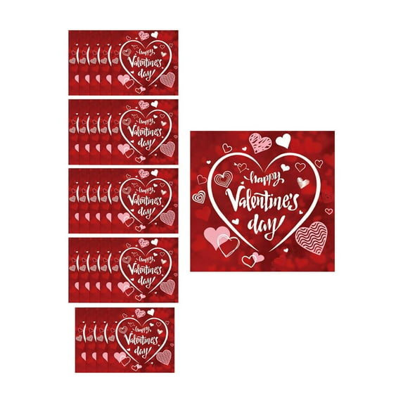 Uuiauoio Red Heart Valentines Day Party Decorations Plates and Napkins Sets Party Supplies Disposable Dinnerware Plates Cups Napkin Baby Shower Birthday Decorations(20 Napkin)