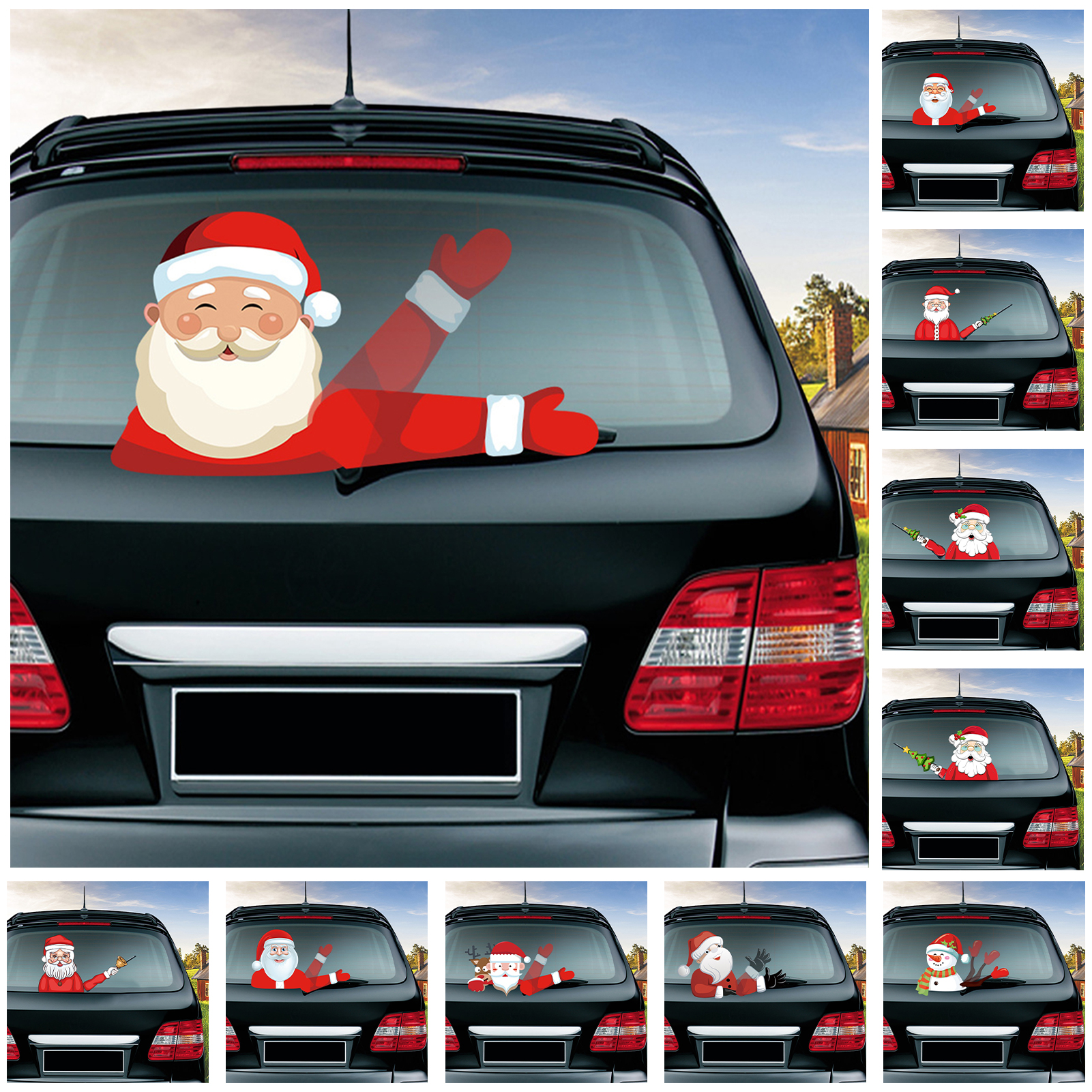 Visland Rear Wiper Decal Christmas Santa Claus Waving Wiper Decals for