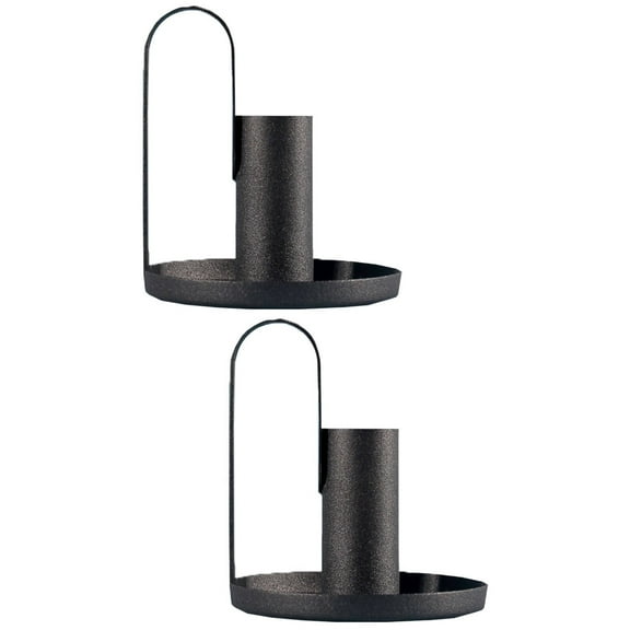 Set of 2 Metal Candle Holder Sconces Candles Decor Candlestick Black