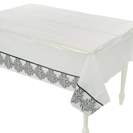 Custom Made Table Covers Plastic Black and White Wedding Bridal Shower Table Cover 54