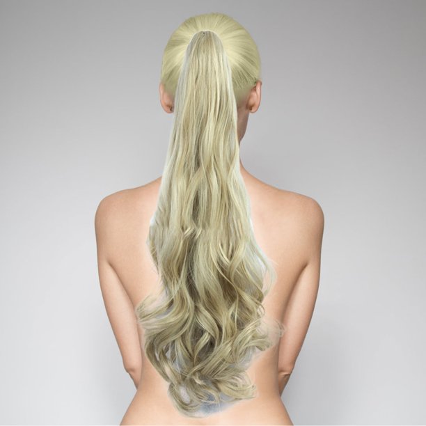 Puntoco Peluca de cola de caballo con sujeción para cabello europeo y largo y rizado