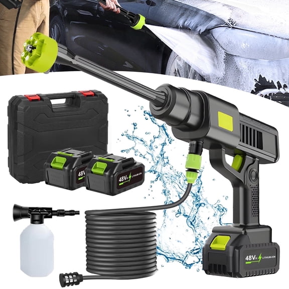 Cordless Portable High Pressure Car Washer, 14-Cylinder Piston Motor, 40Bar Peak Pressure, 8-10m Working Range, Electric Power Cleaning Washer for Automobile Daily Washing Use