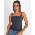thumbnail image 5 of Womens Adjustable Camisole Sleeveless Square Neck Spaghetti Strap Tank Tops Basic Shirt Dark Gray XS, 5 of 8