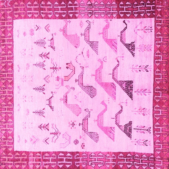 Ahgly Company Indoor Square Persian Pink Traditional Area Rugs, 6' Square