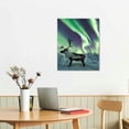 thumbnail image 3 of Natural Landscape Aurora Borealis Art Painting Purple Green Red Aurora Borealis and Deer Canvas Home Decoration Wall Art Decoration Painting Poster Room Aesthetics 12 * 16in/16 * 20in, 3 of 5