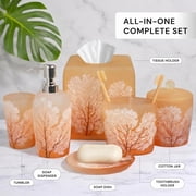 Decozen Orange Bathroom Accessories set of 6 Including Dispenser Toothbrush Holder Soap Dish & More